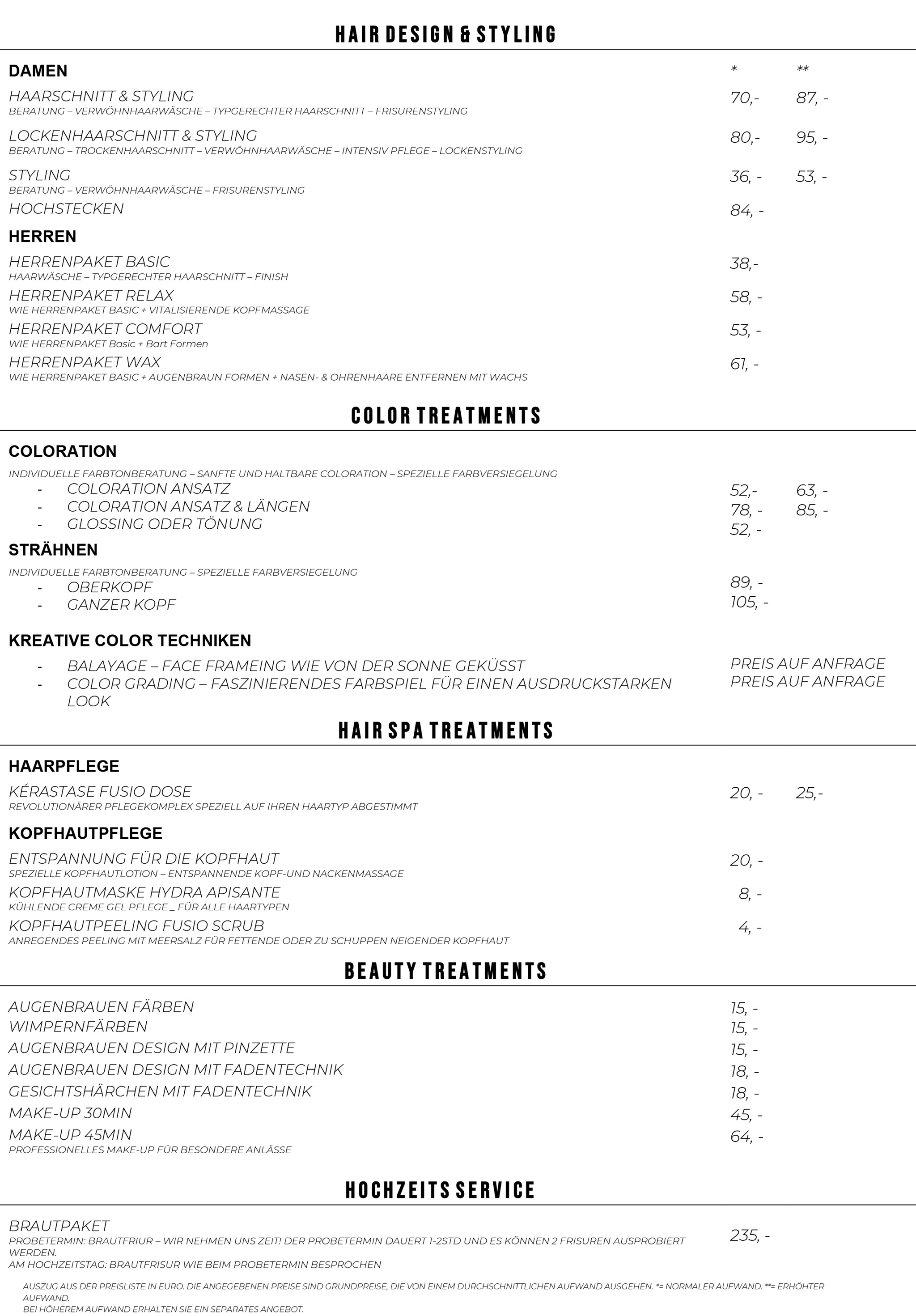 Friseur Preisliste Citystyle by Tanja Möllmer Preisliste